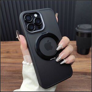 Matte Black Case with Magnetic Ring Stand & Grid Camera Trim
